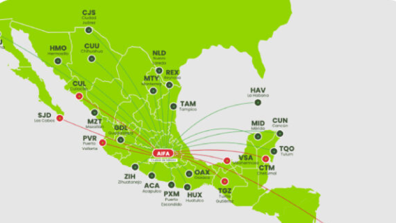 Expansión de rutas de Viva Aerobus desde el AIFA