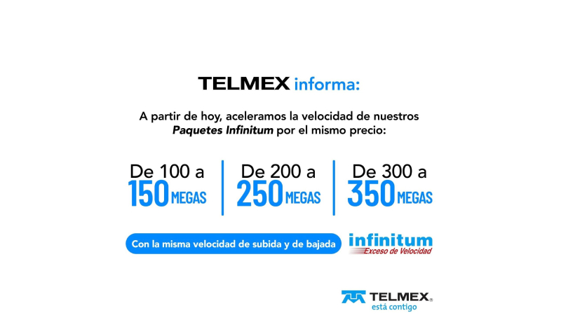 Telmex aumenta la velocidad de internet Infinitum