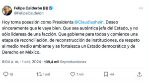 Mensaje Calderon a Sheinbaum